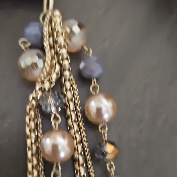 Vera Wang Gold-tine Multi-Strand Necklace with Lavender and Champagne GlassBeads - Picture 5 of 11